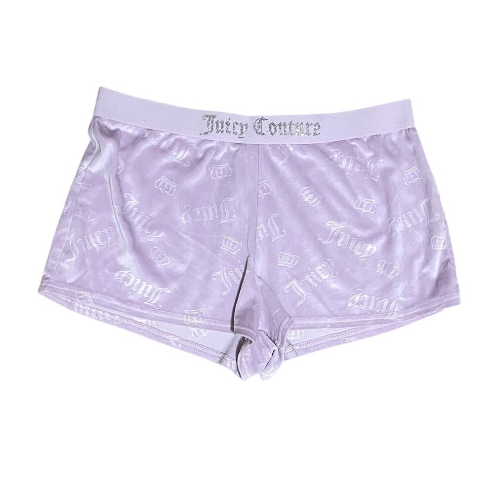 Juicy Couture Embossed Logo Lavender/Pastel Pink Velour Sleep Shorts